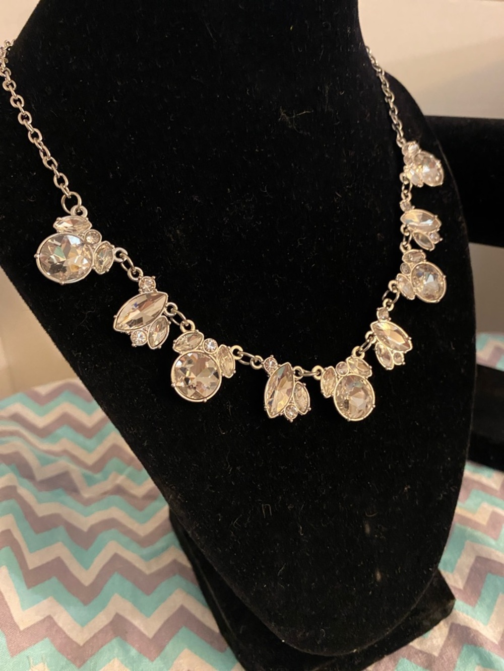 David's Bridal Silver Clear Crystal Drop Necklace
